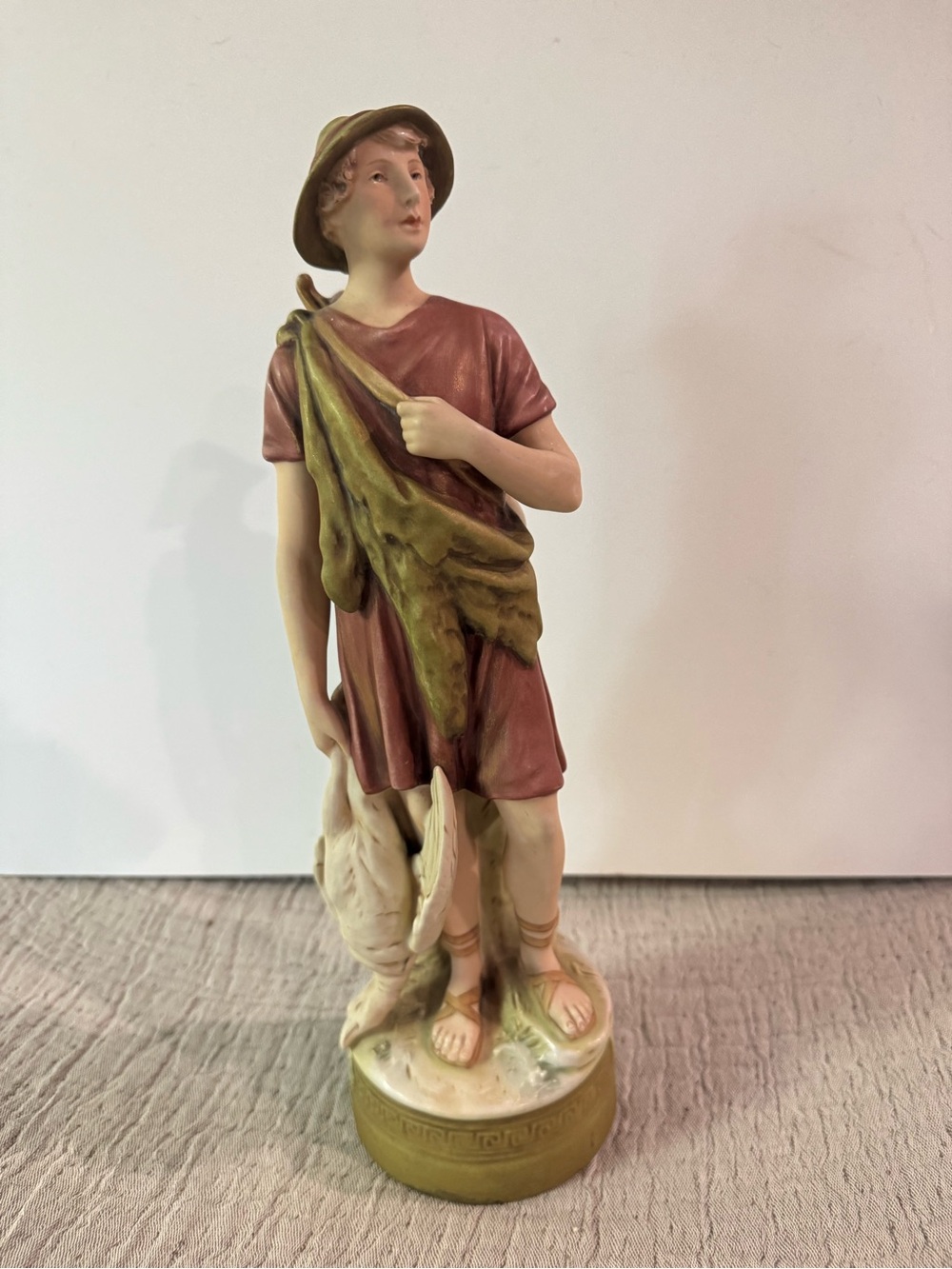 Royal Dux Boy Hunter with Goose and Arrows in Quiver Signed and Number 2065